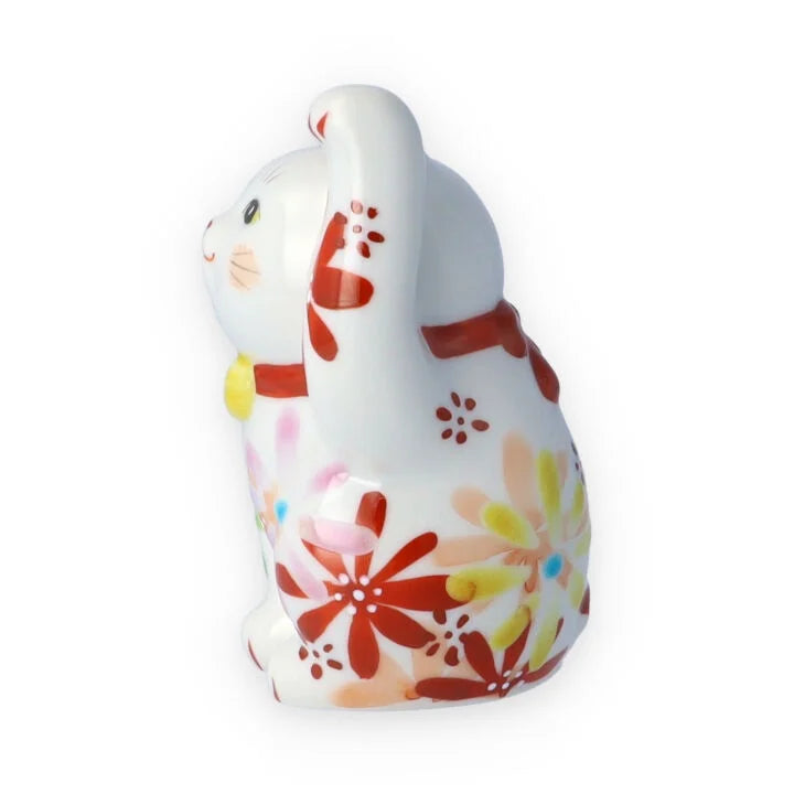 KUTANI WARE  LUCKY CAT(MANEKI NEKO) FLOWER UTAGE RED / KOKUZOU KLIN