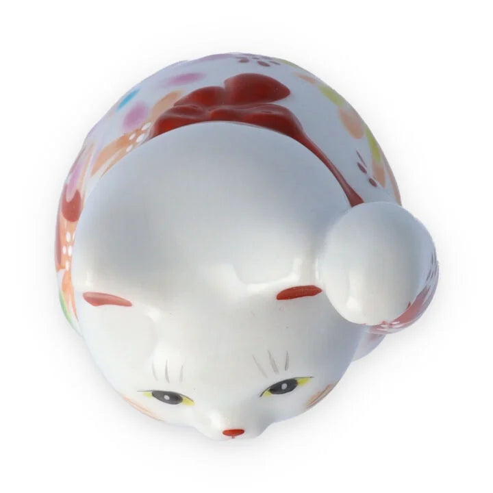 KUTANI WARE  LUCKY CAT(MANEKI NEKO) FLOWER UTAGE RED / KOKUZOU KLIN