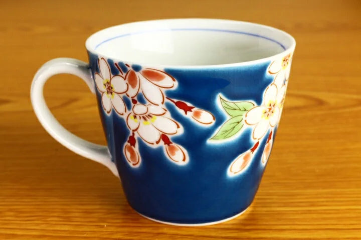 KUTANI WARE MUG FLOWERS OF THE FOUR SEASONS SAKURA /SEIKOU KLIN