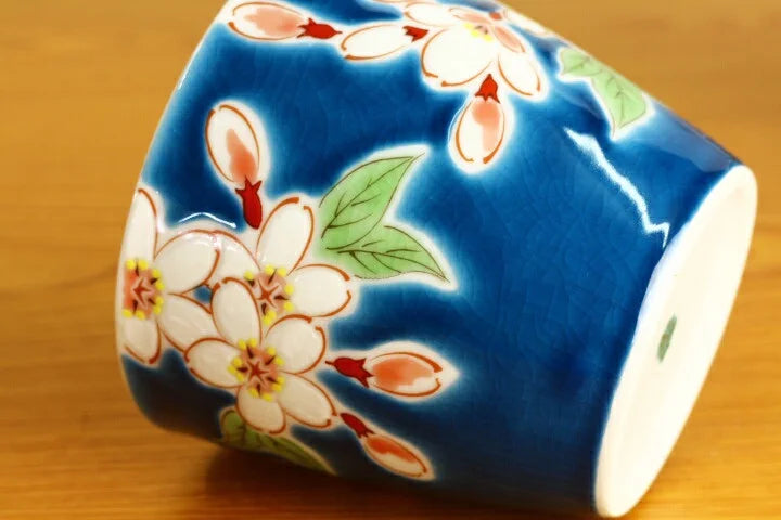 KUTANI WARE MUG FLOWERS OF THE FOUR SEASONS SAKURA /SEIKOU KLIN
