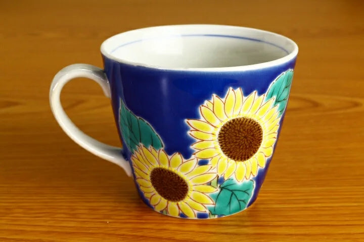 KUTANI WARE MUG FLOWERS OF THE FOUR SEASONS HIMAWARI /SEIKOU KLIN