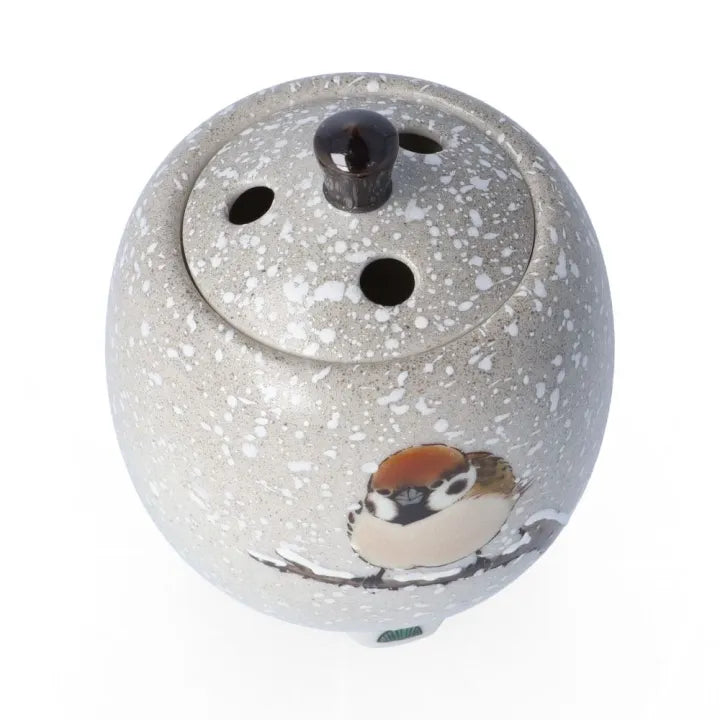 KUTANI JAPANESE INCENSE BURNER -SNOW SPARROWS IN WINTER/TOSHITO NAKAMURA