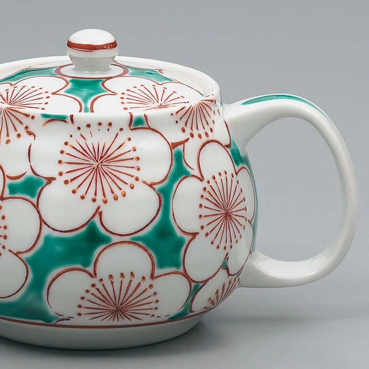 KUTANI JAPANESE TEAPOT GREEN UME PLUMS