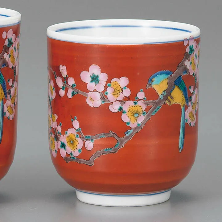 KUTANI JAPANESE YUNOMI SET TEACUP PLUM