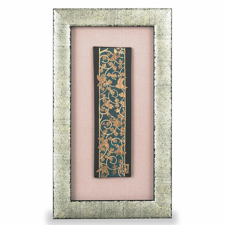 KUTANI WARE CERAMIC PLAQUE AOCHIBU TORI KARAKUSA