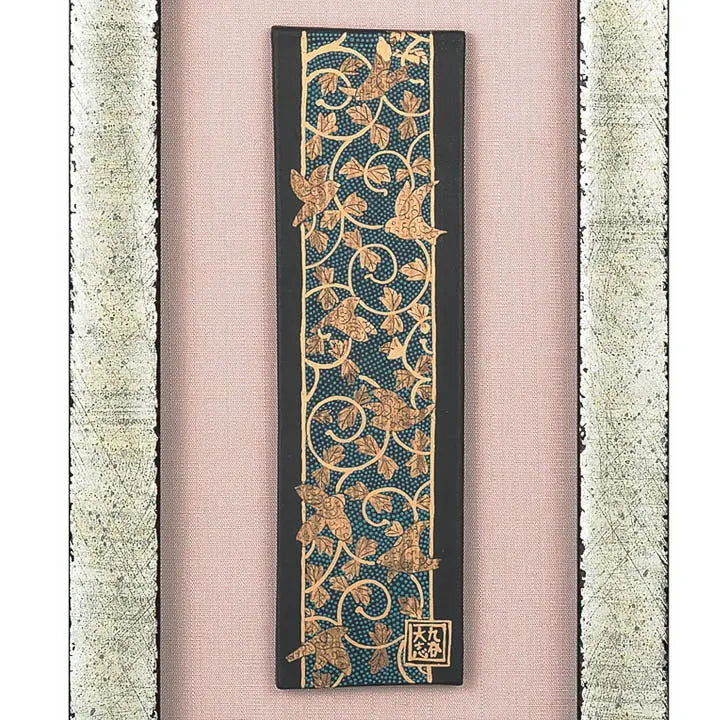 KUTANI WARE CERAMIC PLAQUE AOCHIBU TORI KARAKUSA