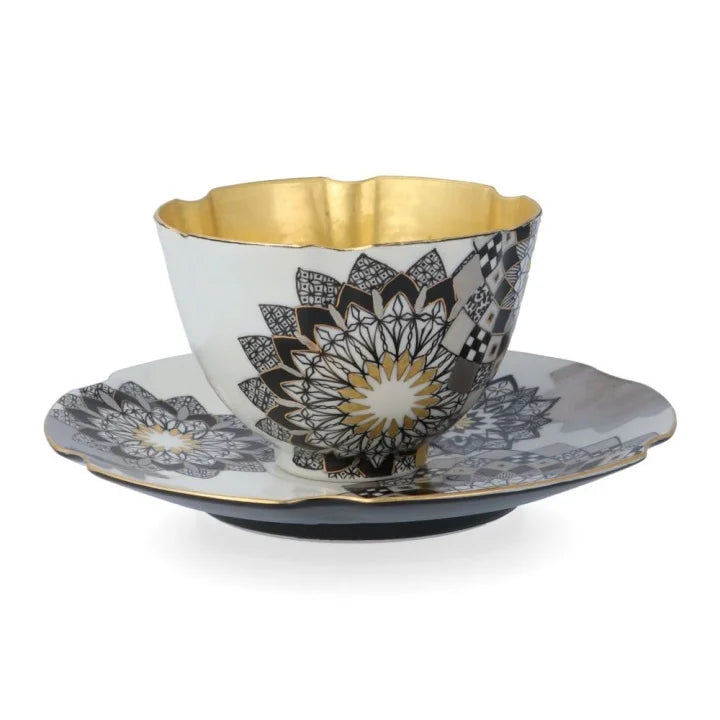 KUTANI WARE CUP & SAUCER KIN HAKUKIN SAIBYO SAI/SHUNJIRO ISHITOMI