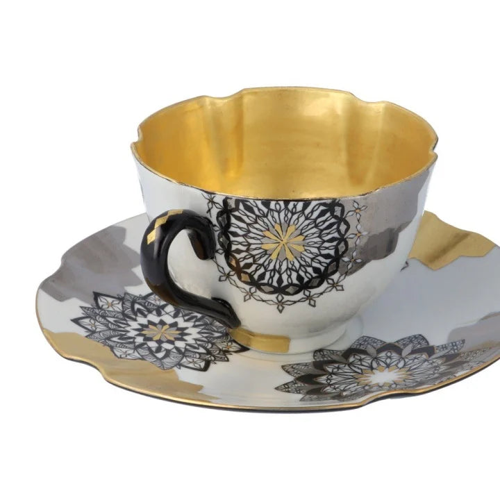 KUTANI WARE CUP & SAUCER KIN HAKUKIN SAIBYO SAI/SHUNJIRO ISHITOMI