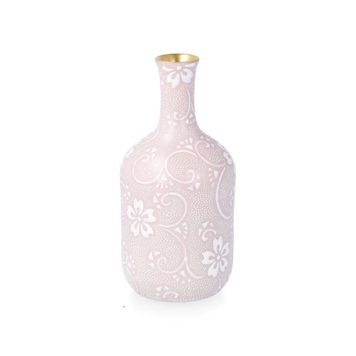 KUTANI WARE WHITE GLAZE CHERRY BLOSSOM - KARAKUSA MON DESIGN, SHIROCHIBU, KINGYOKU NAKADA, JAPANESE CERAMIC PLATE