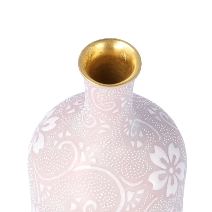 KUTANI WARE WHITE GLAZE CHERRY BLOSSOM - KARAKUSA MON DESIGN, SHIROCHIBU, KINGYOKU NAKADA, JAPANESE CERAMIC PLATE