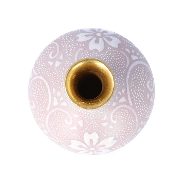 KUTANI WARE WHITE GLAZE CHERRY BLOSSOM - KARAKUSA MON DESIGN, SHIROCHIBU, KINGYOKU NAKADA, JAPANESE CERAMIC PLATE