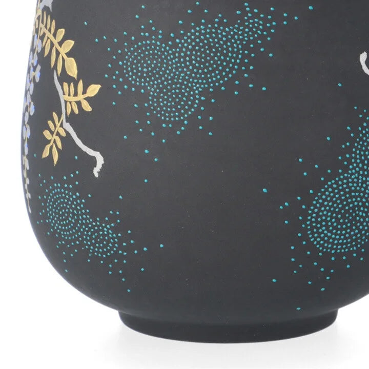 KUTANI WARE MAN-WAN SHIRAGANEMORI WHITE WISTERIA DESIGN AOCHIBU/KINGYOKU NAKADA