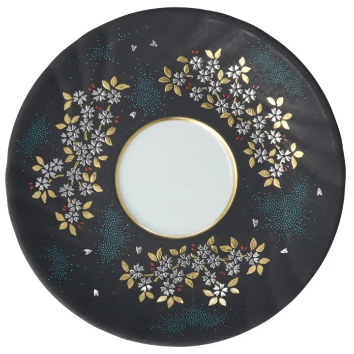KUTANI WARE COFFEE CUP & SAUCER(SHIROKANEMORI WEEPING CHERRY BLOSSOM AOCHIBU)/KIGYOUKU NAKADA