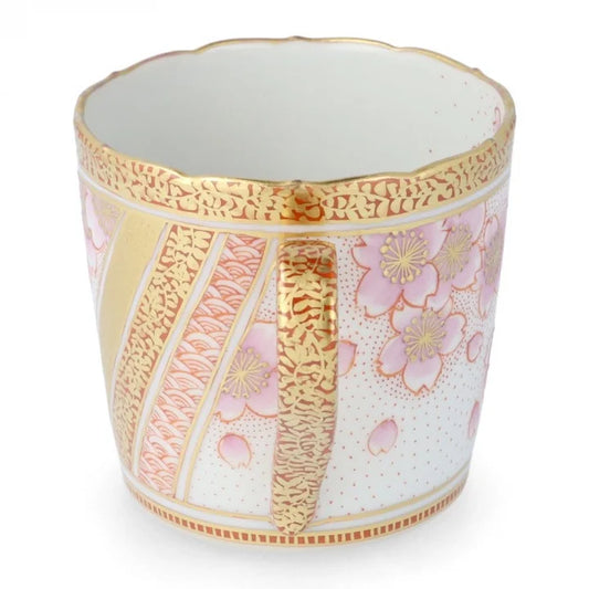KUTANI WARE MUG CUP – KINRANDE SAKURA (CHERRY BLOSSOM) DESIGN BY YOSHINORI FUKUDA