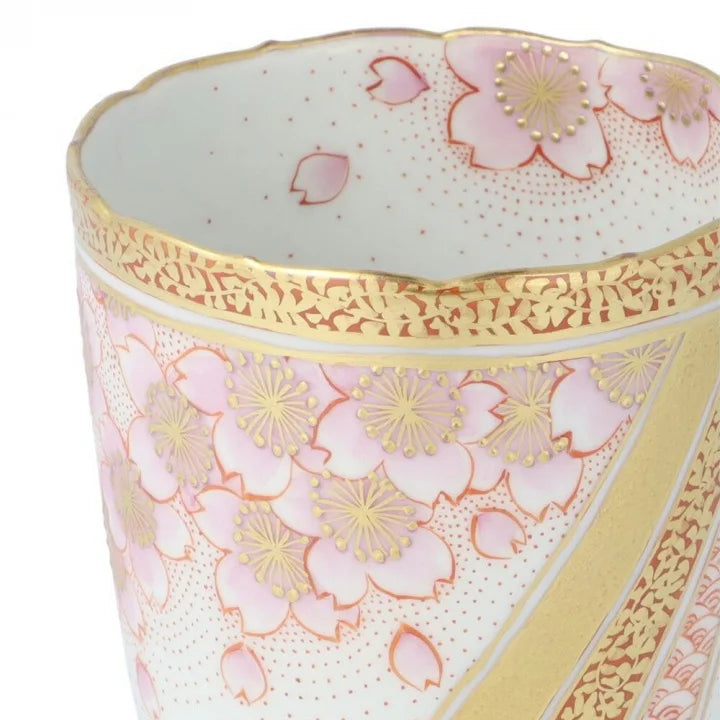 KUTANI WARE MUG CUP – KINRANDE SAKURA (CHERRY BLOSSOM) DESIGN BY YOSHINORI FUKUDA