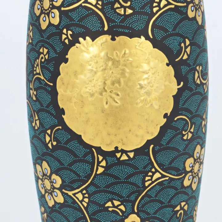 KUTANI WARE INCENSE BURNER (BLUE GRAIN SNOW RING  CHERRY BLOSSOMS, BAMBOO, AND PLUM BLOSSOMS)/KINGYOKU NAKADA