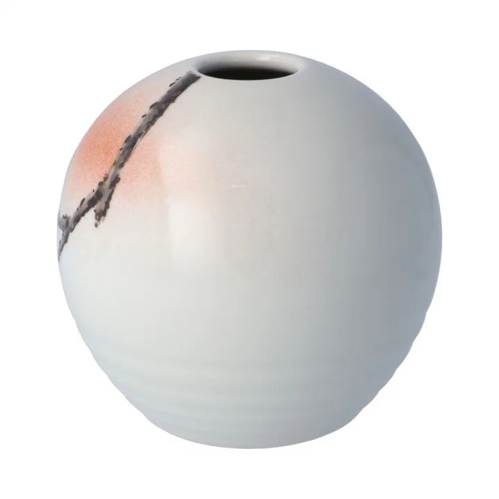 KUTANI WARE ROUND BUD VASE “TWO SPARROWS” BY TOSHITO NAKAMURA (IN PRESENTATION BOX)