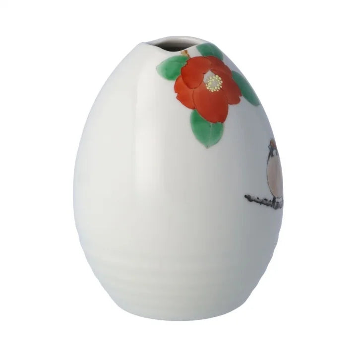 KUTANI JAPANESE SINGLE FLOWER VASE KUCHINAMI HOUDAN-GATA DAI SNOW NIJAKU-ZU / TOSHITO NAKAMURA
