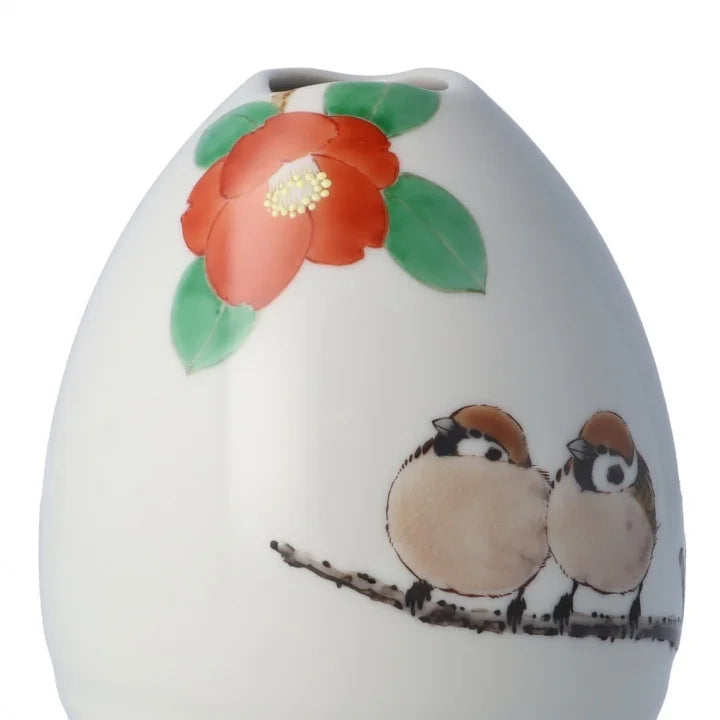 KUTANI JAPANESE SINGLE FLOWER VASE KUCHINAMI HOUDAN-GATA DAI SNOW NIJAKU-ZU / TOSHITO NAKAMURA