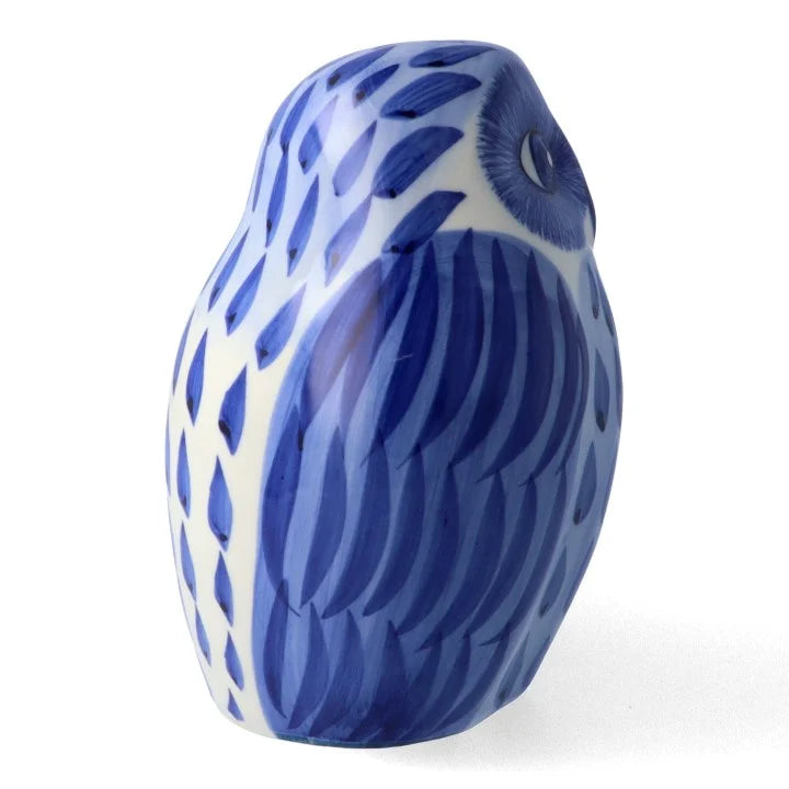 KUTANI JAPANESE PAIR OWLS FIGURINE -SOMETSUKE