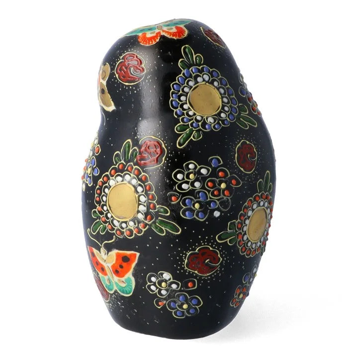 KUTANI WARE OWL FIGURINE PEONY