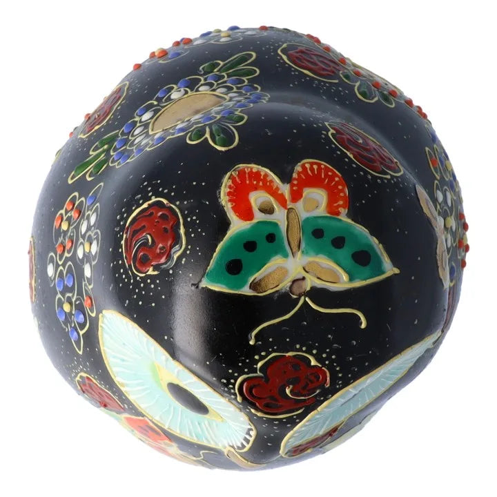 KUTANI WARE OWL FIGURINE PEONY