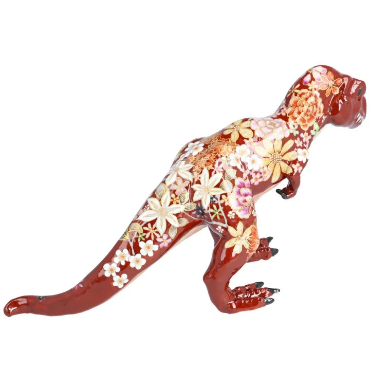KUTANI WARE FIGURINE TYRANNOSAURUS AKA HANA-ZUME BY YUKIO NISHI