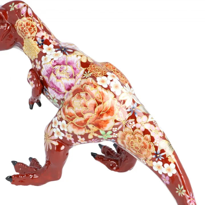 KUTANI WARE FIGURINE TYRANNOSAURUS AKA HANA-ZUME BY YUKIO NISHI