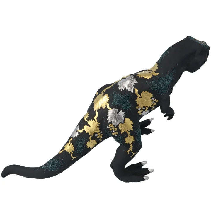 KUTANI WARE FIGURINE TYRANNOSAURUS SHIROGANEMORI GRAPE DESIGN AOCHIBU BY KINGYOKU NAKADA