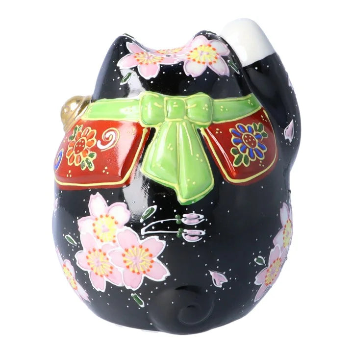 LUCKY CAT(FUKUFUKU MANEKI NEKO) BLACK SAKURA JAPAN KUTANI
