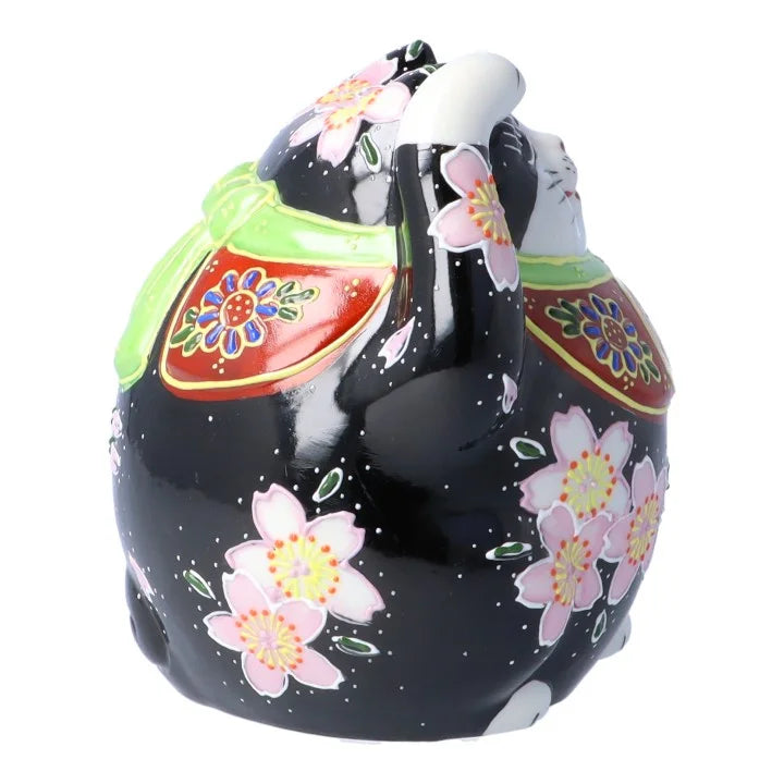 LUCKY CAT(FUKUFUKU MANEKI NEKO) BLACK SAKURA JAPAN KUTANI