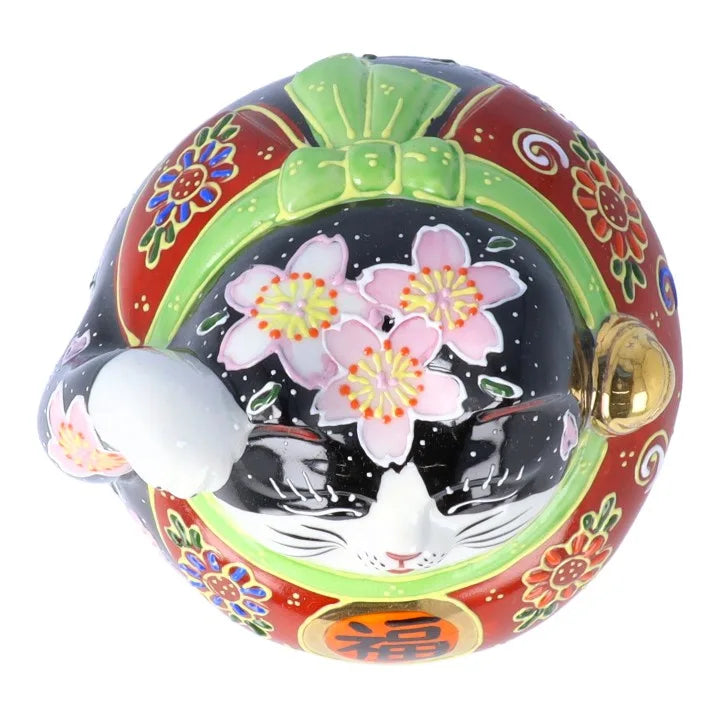 LUCKY CAT(FUKUFUKU MANEKI NEKO) BLACK SAKURA JAPAN KUTANI