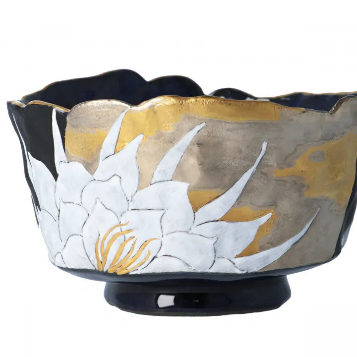 MATCHA BOWL CHAWAN KUTANI TSUKIHANA BISHIMA/SAORI YAMAURA
