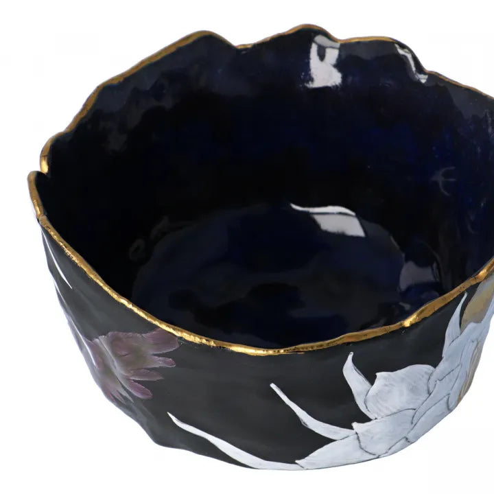 MATCHA BOWL CHAWAN KUTANI TSUKIHANA BISHIMA/SAORI YAMAURA