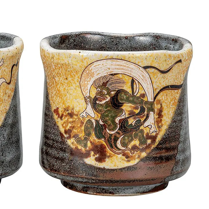 KUTANI PORCELAIN YUNOMI TEA CUP SET – FUJIN AND RAIJIN