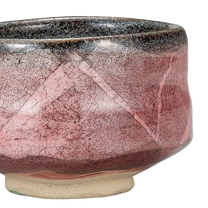 KUTANI MATCHA TEA BOWL – PEACH PINK & SILVER GLAZE, HANDCRAFTED JAPANESE CHAWAN (WOODEN BOX)