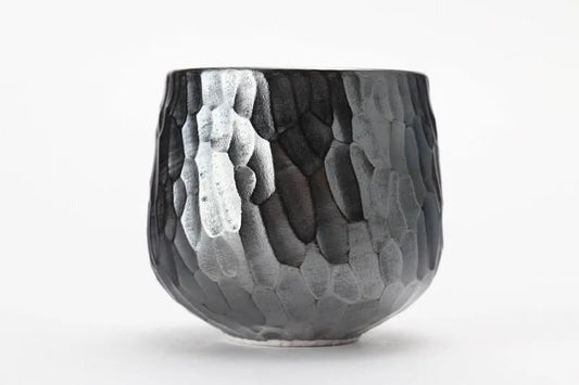 ARITA WARE ANTIQUE FINISH PURE SILVER HAMMERED “RINSEN” SENCHA TEA CUP BY RISOGAMA KILN