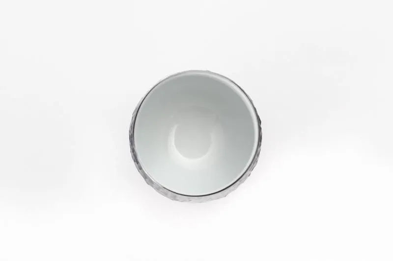ARITA WARE ANTIQUE FINISH PURE SILVER HAMMERED “RINSEN” SENCHA TEA CUP BY RISOGAMA KILN