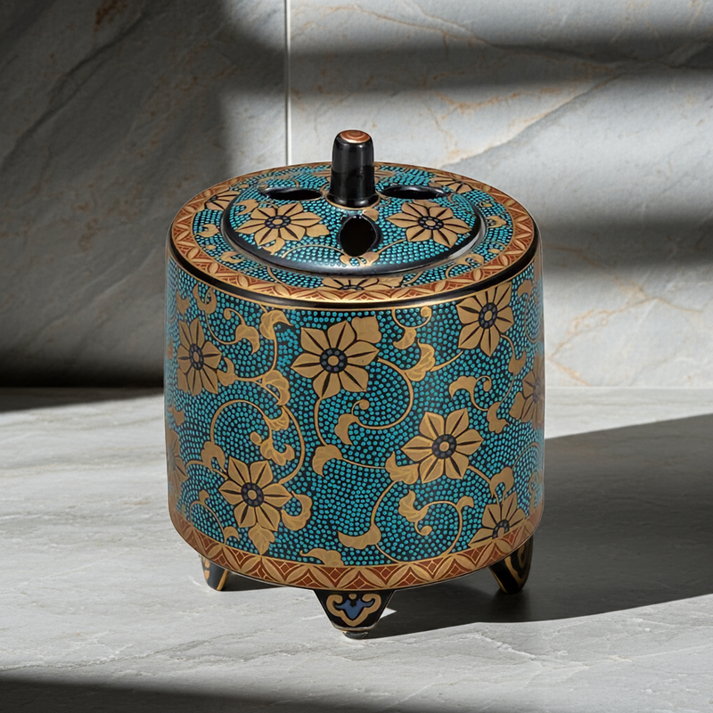 KUTANI WARE JAPANESE INCENSE BURNER AOCHIBU