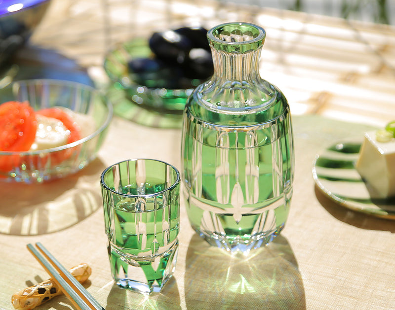 Sake Barware, Edo Kiriko “Bamboo Stem Series”