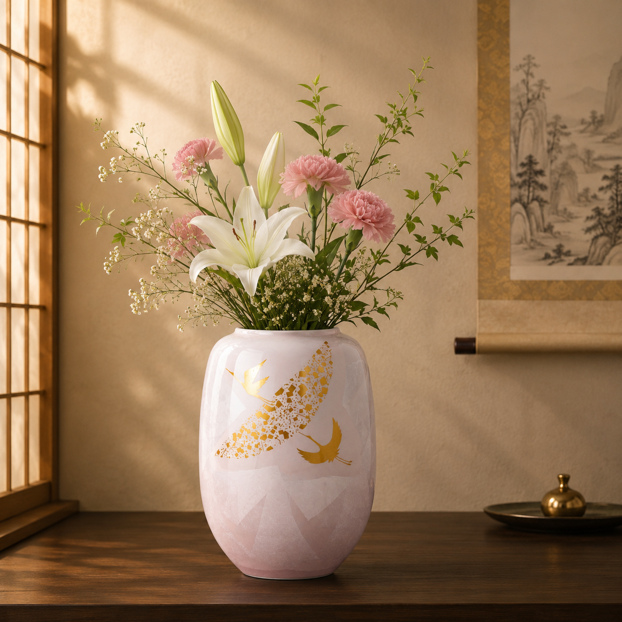 KUTANI WARE FLOWER VASE GINSAI CRANE