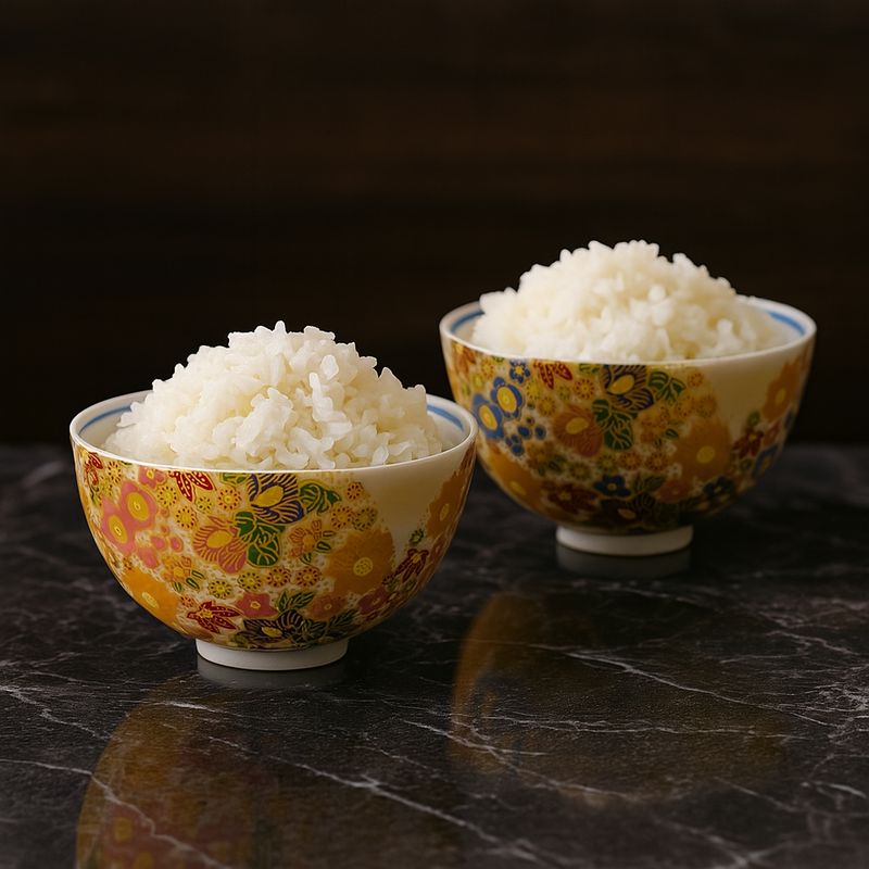 JAPANESE KUTANI RICE BOWL SET - HANAZUME DESIGN