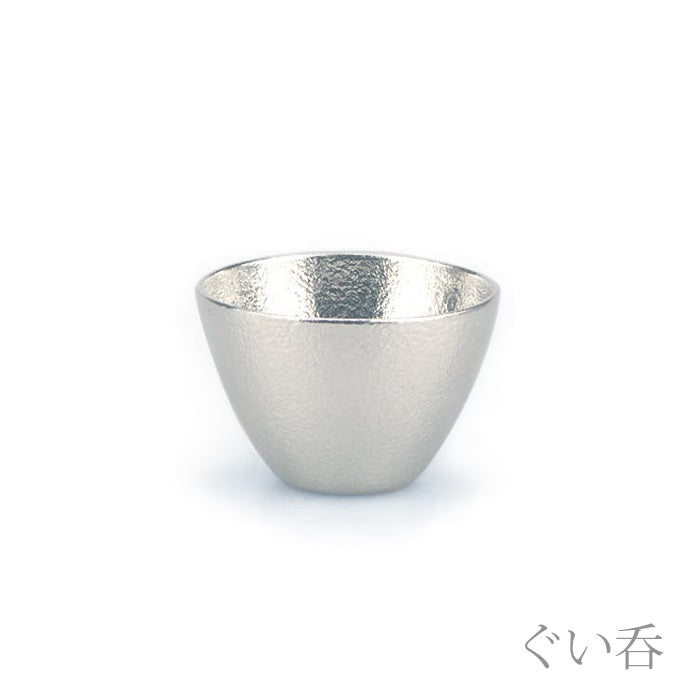 NOUSAKU GUINOMI KATAKUCHI (LARGE) - GOLD LEAF & GUINOMI (SAKE CUP) TIN AND GOLD LEAF SET (WITH PAULOWNIA BOX)