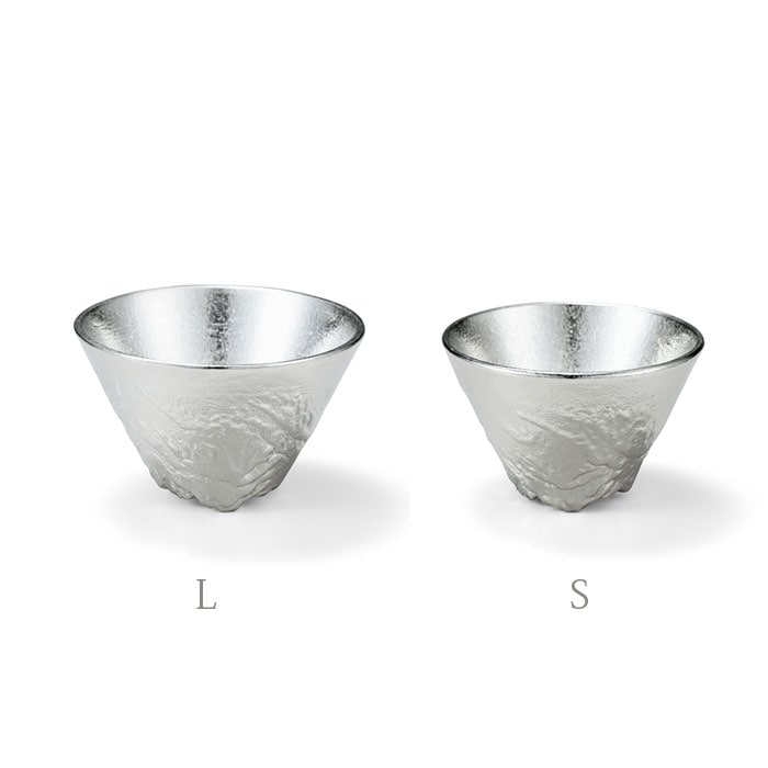 NOUSAKU “TATEYAMA” GUINOMI SAKE CUP PAIR SET – HANDCRAFTED 100% TIN COUPLE GIFT SET