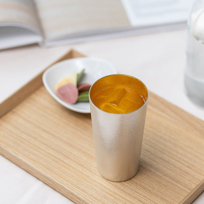 JAPANESE NOUSAKU TIN BEER CUP WITH GOLD LEAF