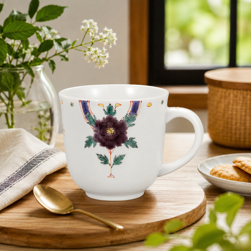 KUTANI WARE MUG CUP PEONY MOTIF /GINSEN KLIN
