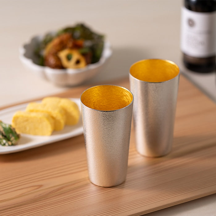 JAPANESE NOUSAKU TIN BEER CUP WITH GOLD LEAF
