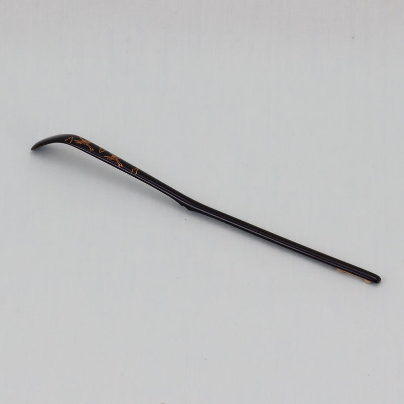 WAJIMA LACQUERWARE CHASHAKU CRANE MAKIE DESIGN, TRADITIONAL JAPANESE TEA CEREMONY SPOON
