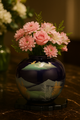 CRANES IN MOUNTAIN GROVE (WITH STAND) KUTANI JAPANESE FLOWER VASE