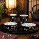 KUTANI WARE PAIR RICE BOWL SET (MUKUZOROI) TSUKI USAGI (MOON RABBIT) DESIGN